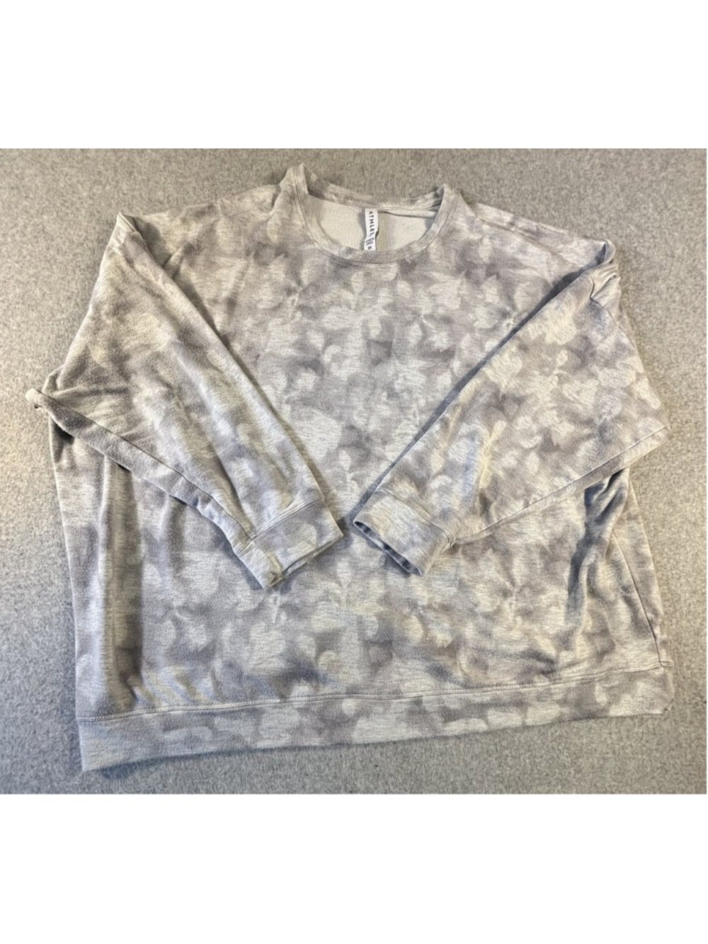 Athleta Balance Pullover Sweatshirt Women’s 3X Gray Camo Lux Thumbholes Plus